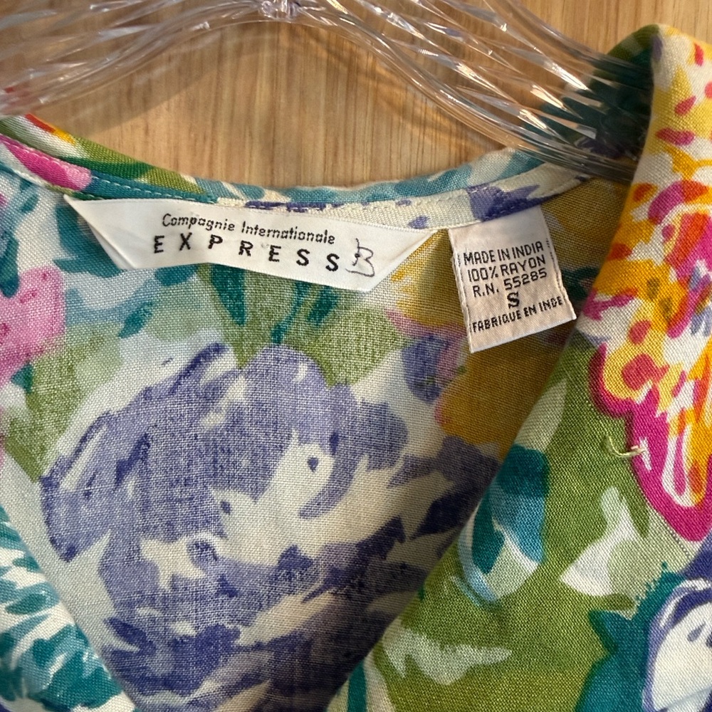 Darling! Vintage Express Vibrant Floral Drop Waist Double Button Midi Dress Sz S - Picture 5 of 11